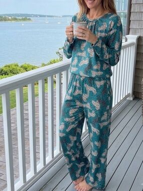 Comfort Code by Cuddl Duds Leopard Print 2-Piece Pajama Lounge Set S Coastal